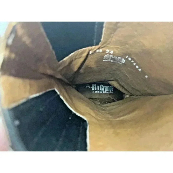 Rio Grande Cowboy Knee High Boots Womens Size US 7 Leather Western Stitch RARE - Picture 9 of 10